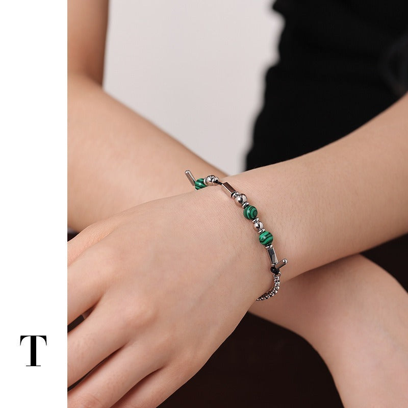 Wholesale titanium steel malachite steel ball bracelet