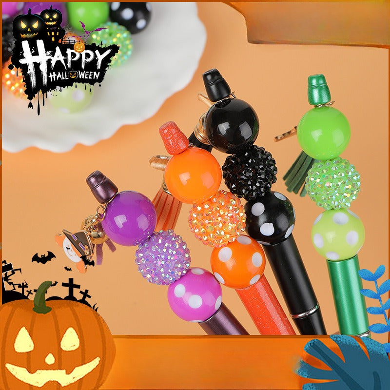 Wholesale Beaded Pens DIY Halloween Creative Fun Rhinestone Pumpkin Skull Tassel Pen Set