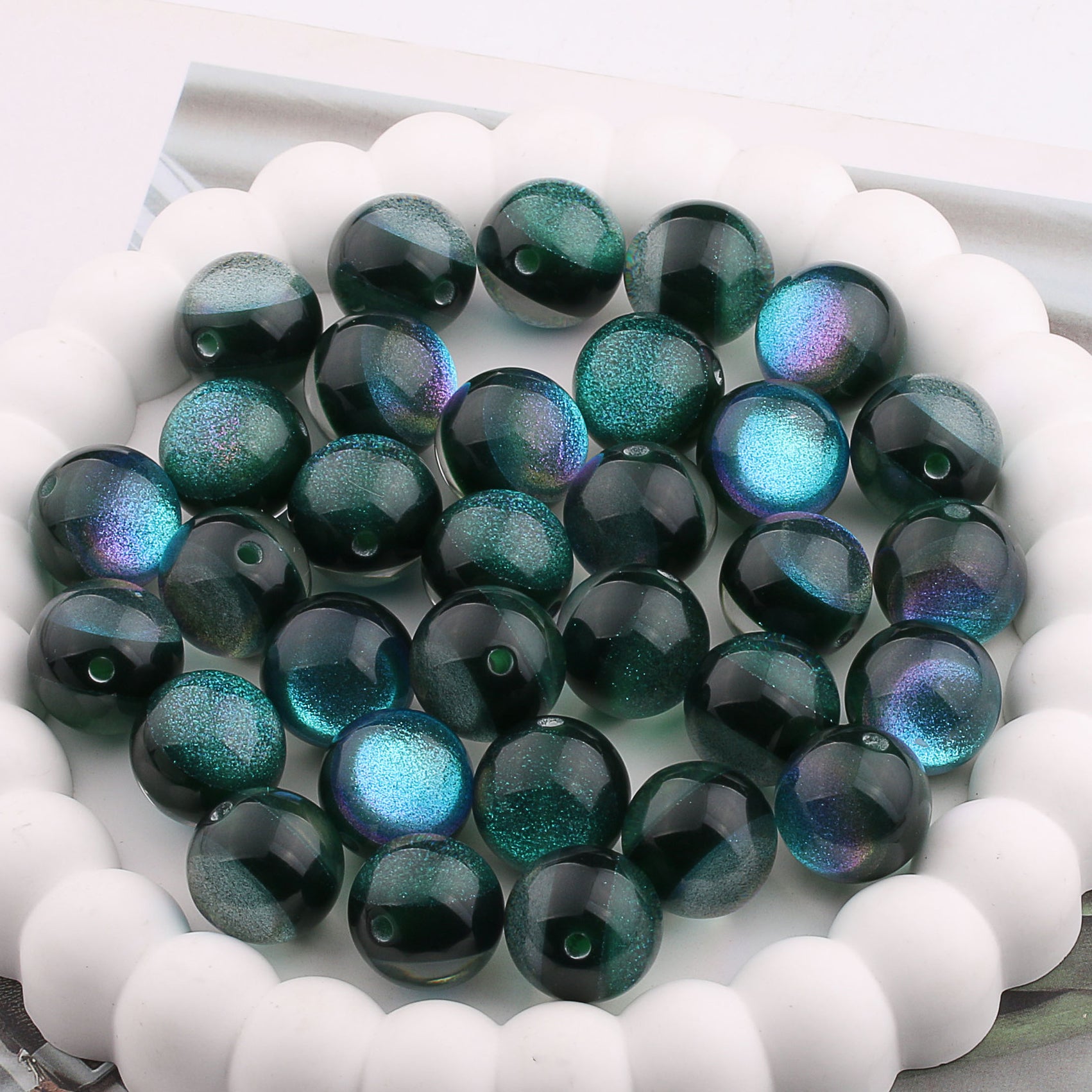Wholesale 200PCS Colorful Straight Hole Resin Balls