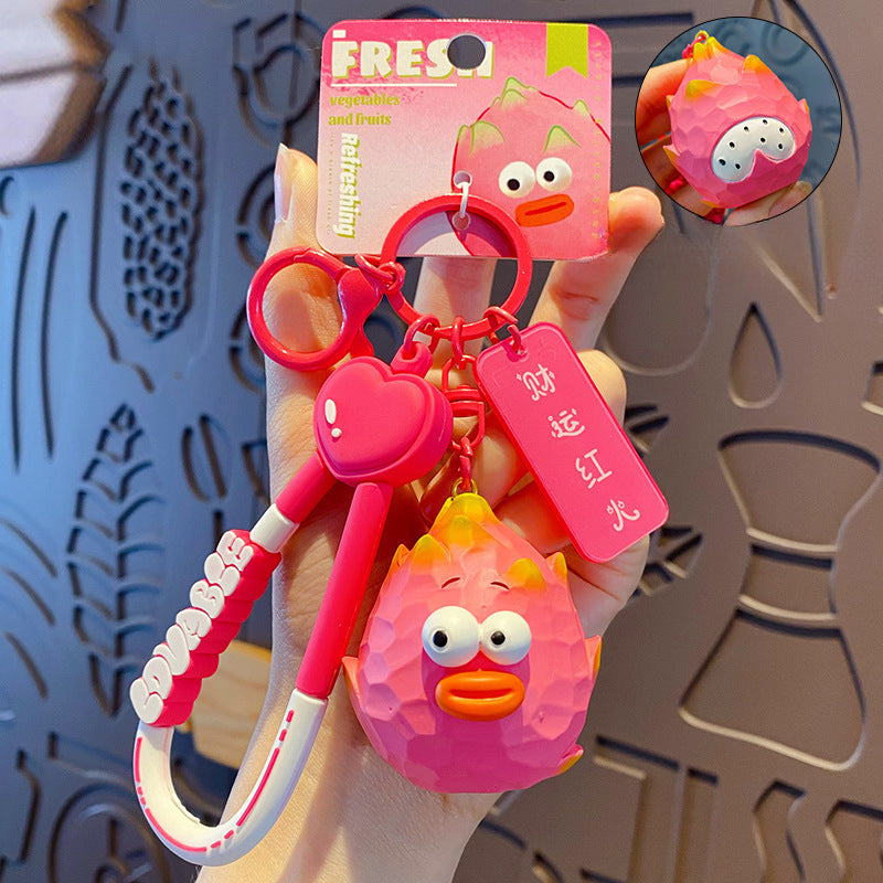 Wholesale Wood Carving Wind Vegetable and Fruit Series Cute Resin Keychain