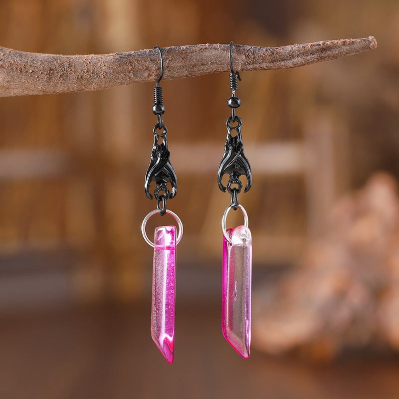 Wholesale Black Claw Hook Irregular Cylindrical Colored Crystal Creative Simple Personality Niche Earrings