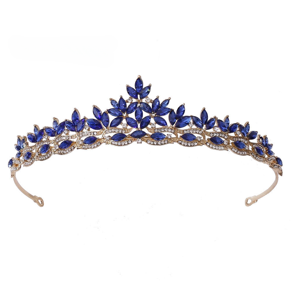 Wholesale Diamond Festival Catwalk Wedding Birthday Leaf Crystal Crown Headband