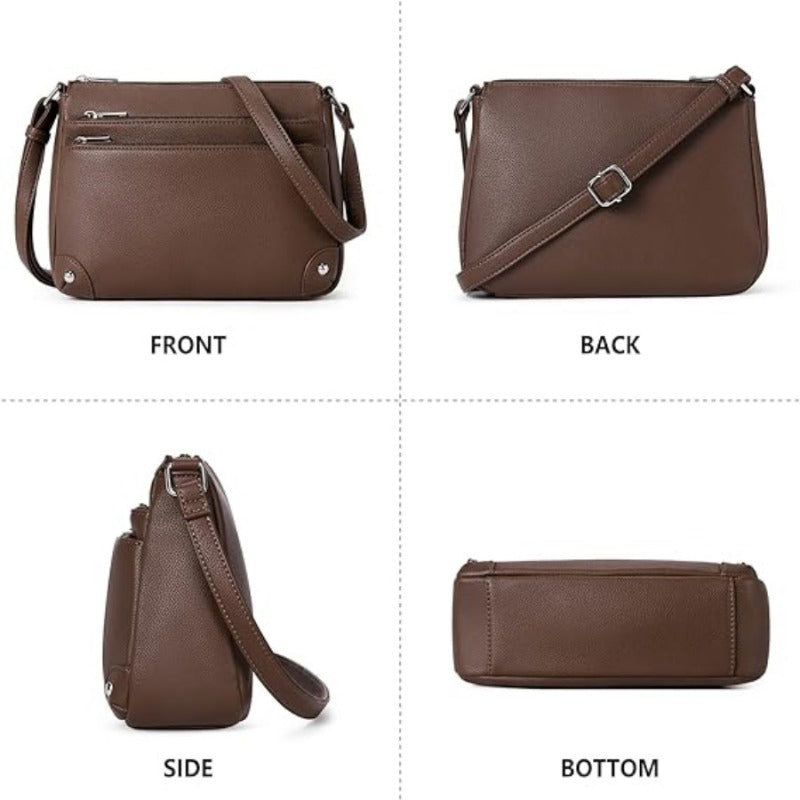 Wholesale Crossbody Color Contrasting Multi Zipper Pocket Classic Function Shoulder Bags