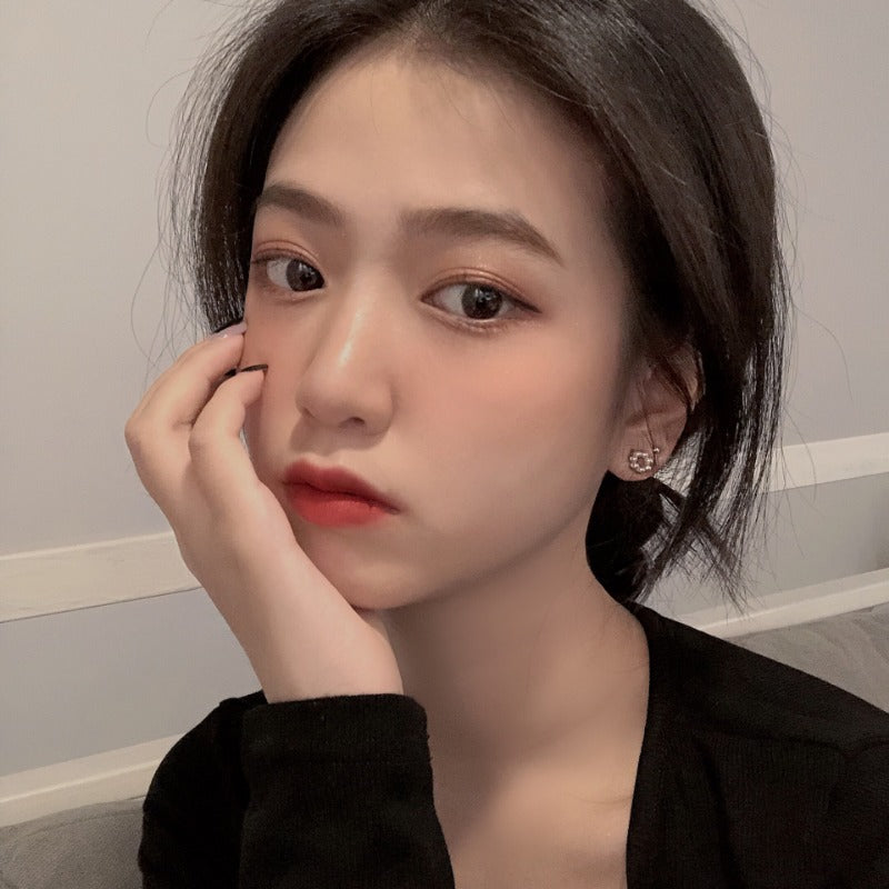 Wholesale S925 Silver Needle Geometric Circle Pearl Charm Gentle Personality Small and Versatile Earrings