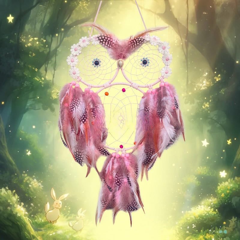 Wholesale Pink Wisdom Bird Owl Dream Catcher