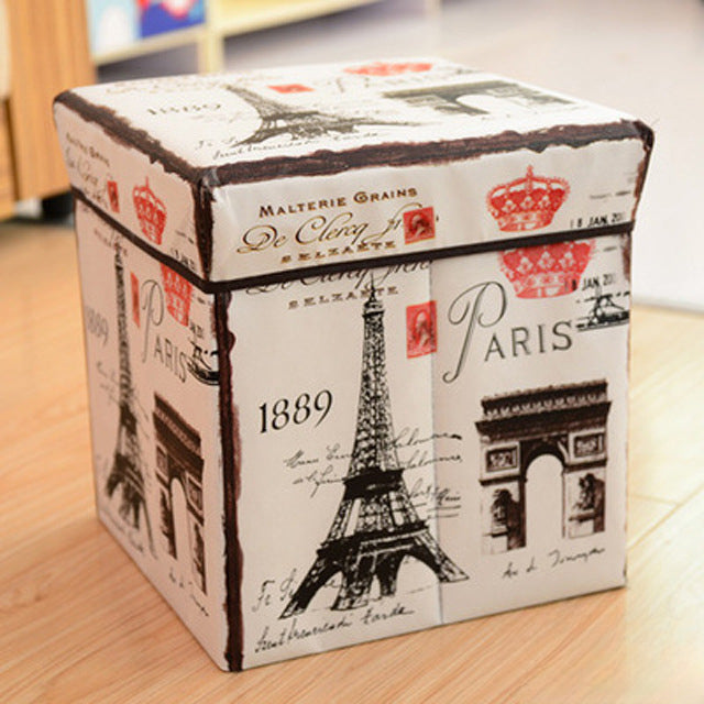 Wholesale Non-woven Fabric Retro Multifunctional Foldable Stool Storage Stool