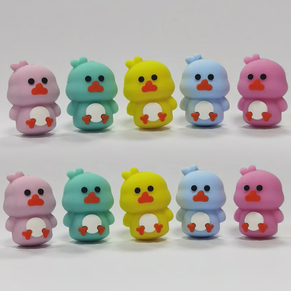 Wholesale 10pcs Cartoon 3D Cute chick duckling Silicone Beads
