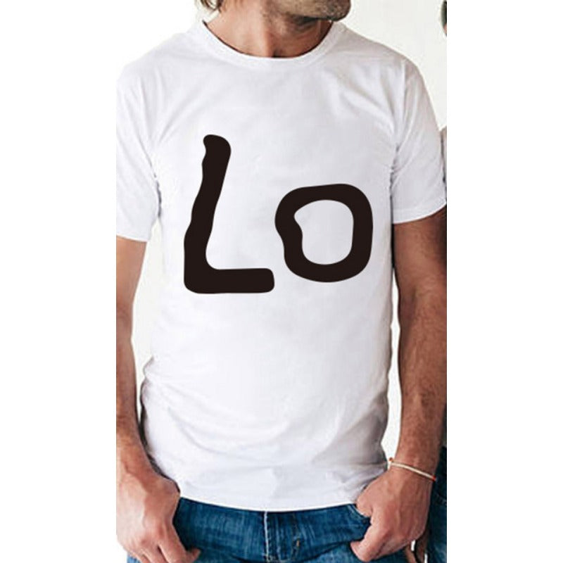 Wholesale Polyester Loose Round Neck Casual Printed Couple Short Sleeves