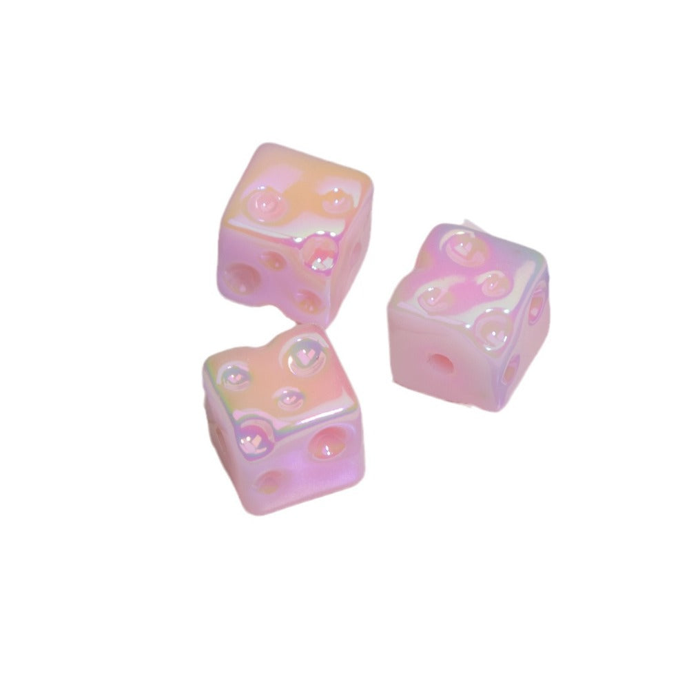 Wholesale 10pcs Two Color Cheese Cube Acrylic Luminous Beads