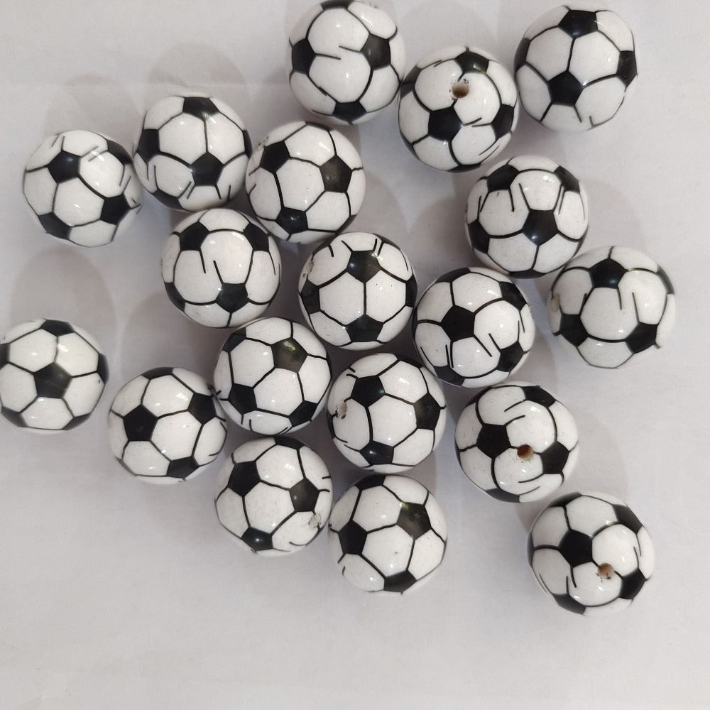 Wholesale 5pcs 20MM Football Printed Beads