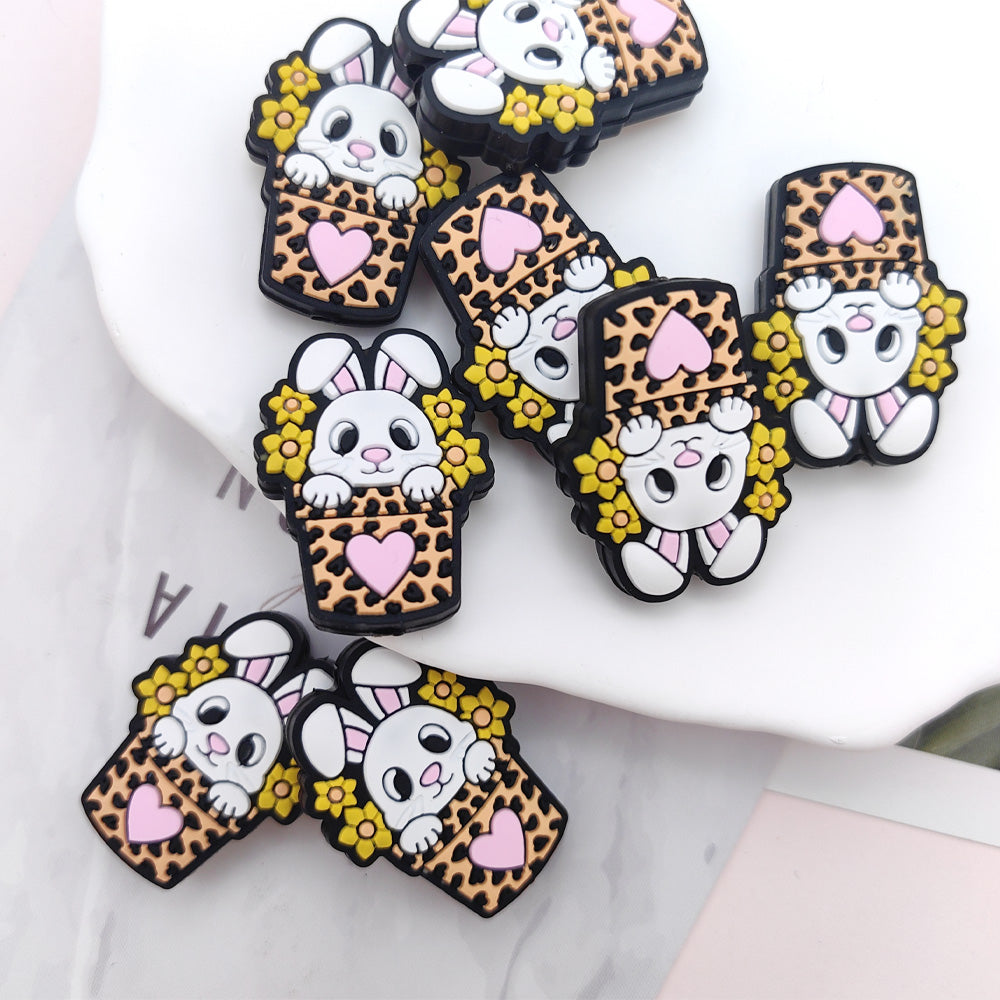 Wholesale 10pcs Cartoon Rabbit Silicone Beads