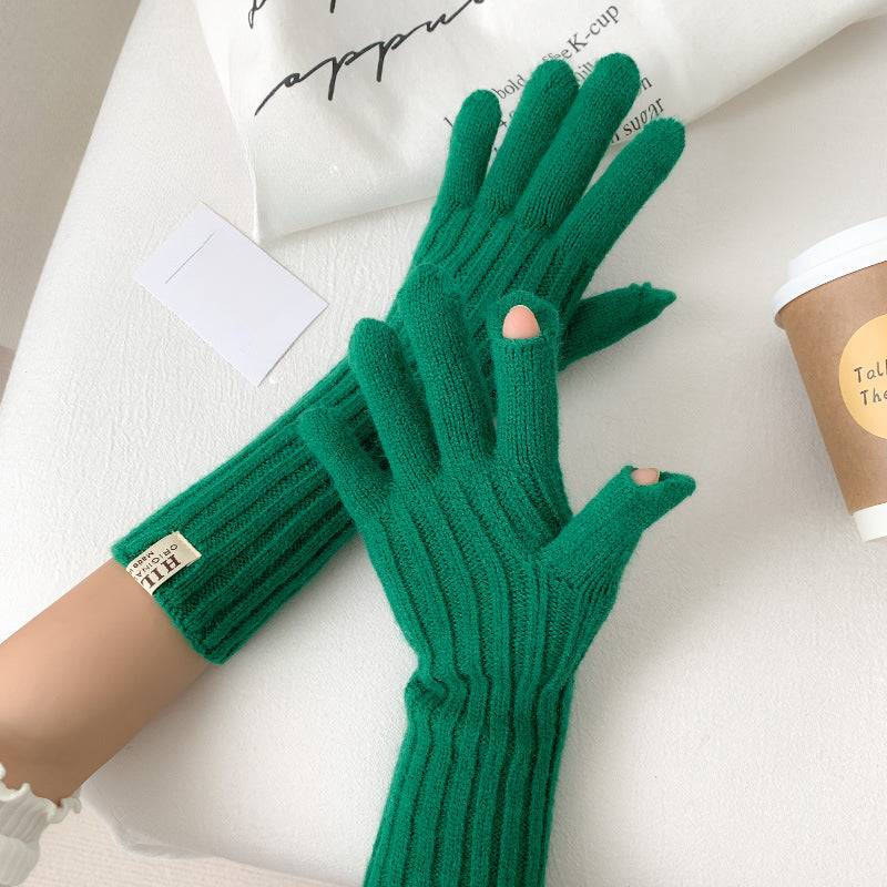 Wholesale Long Knitted Wool Cute Finger Touch Screen Gloves
