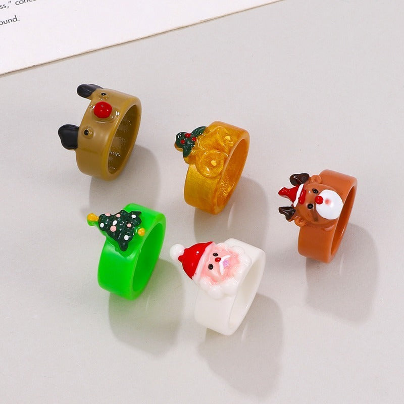Wholesale Christmas Cartoon Resin Rings