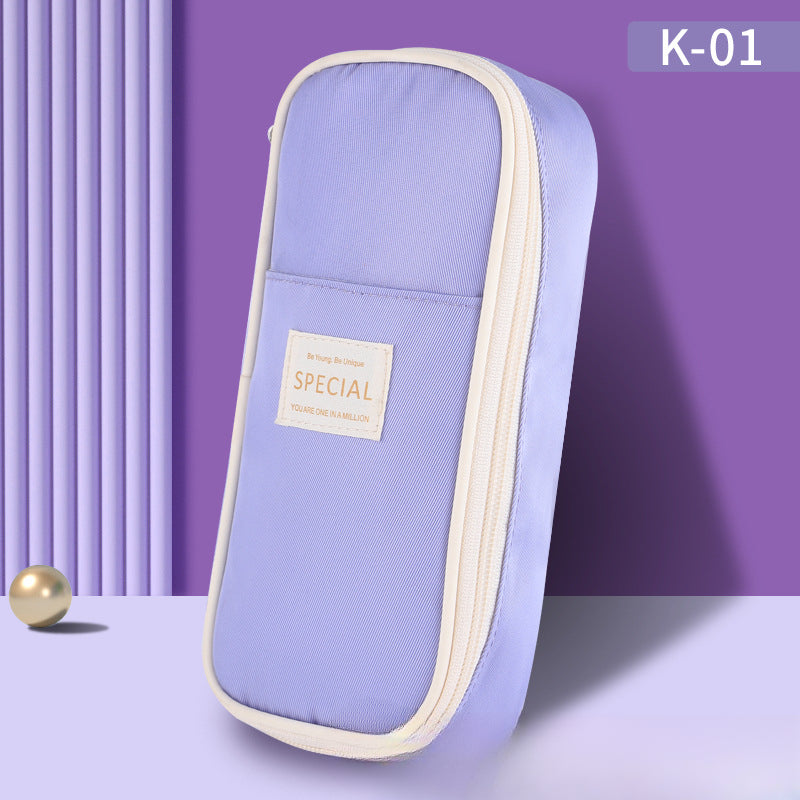 Wholesale Macaron Colored Large Capacity Canvas Pen Bag