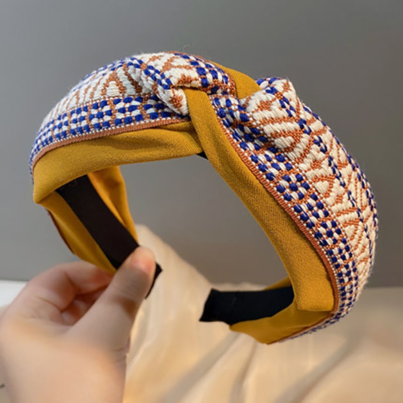 Wholesale Fabric Qianniao Lingge Vintage Wide Edge Headband