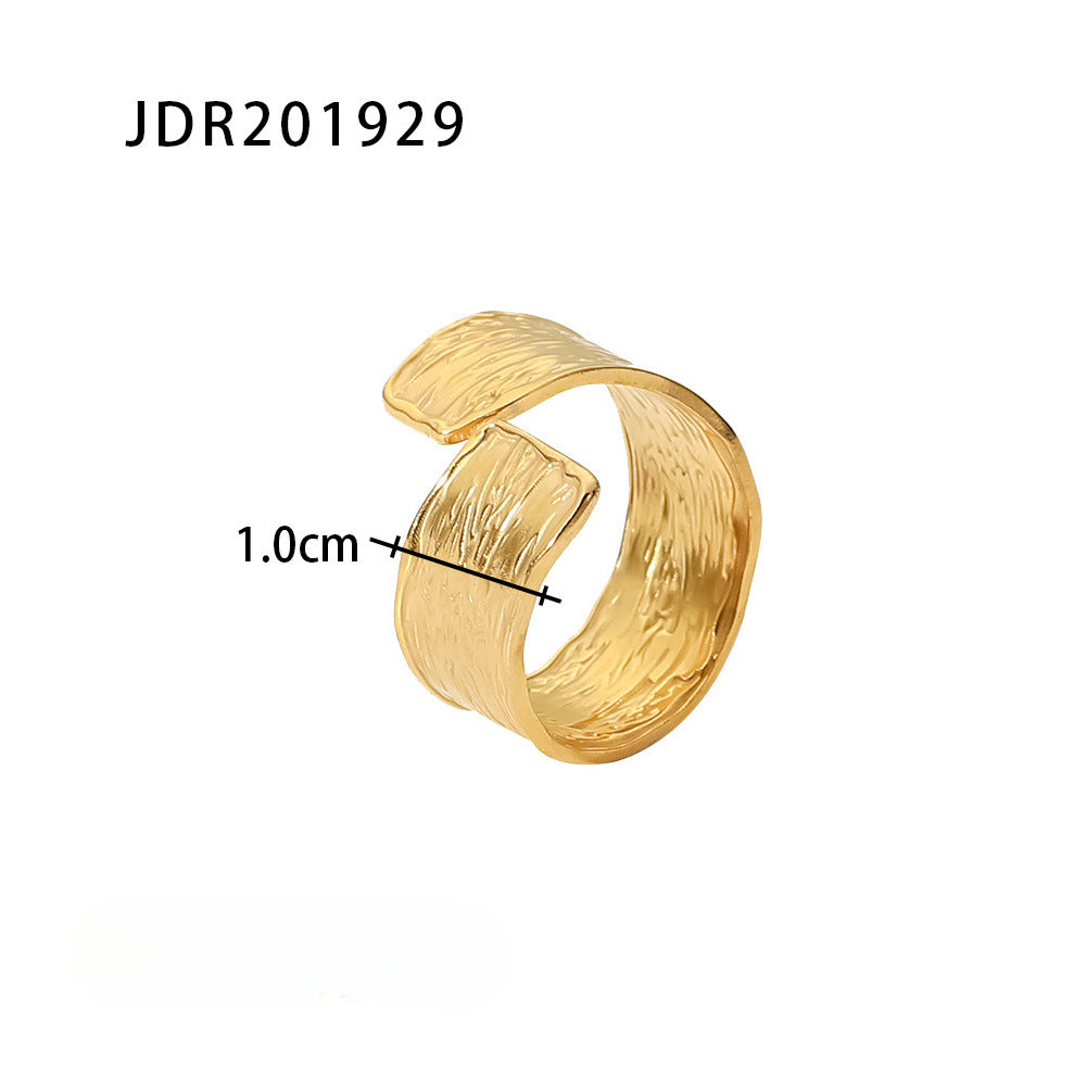 Wholesale Stainless Steel 18K Gold Plated Wrinkle Adjustable Ring