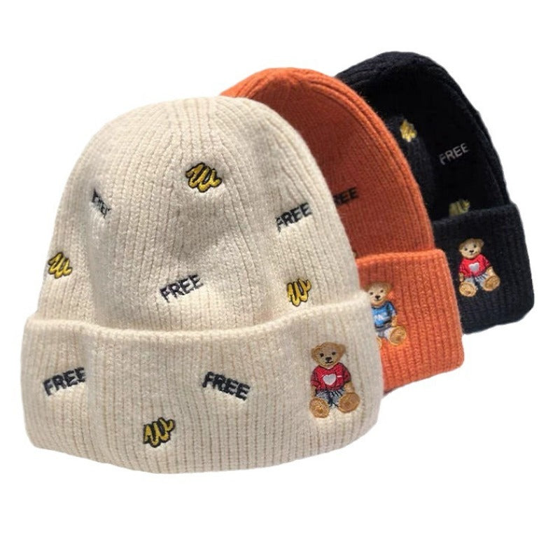 Wholesale Autumn and Winter All-match Letter Embroidered Cartoon Beanie
