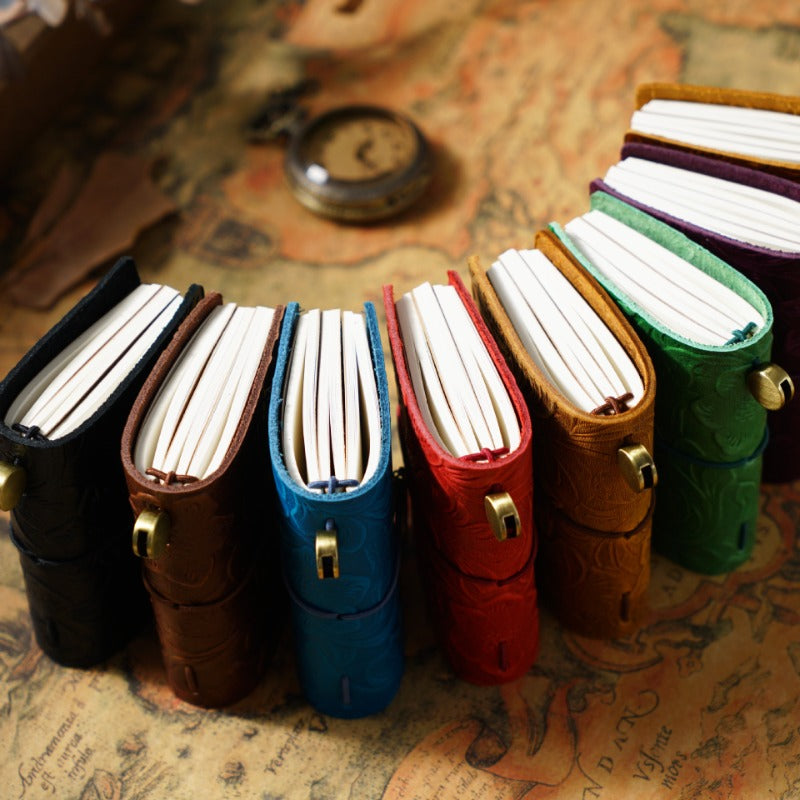 Wholesale Traveler MINI Loose leaf Notebook with Head Layer Real  Leather Pocket Notebook