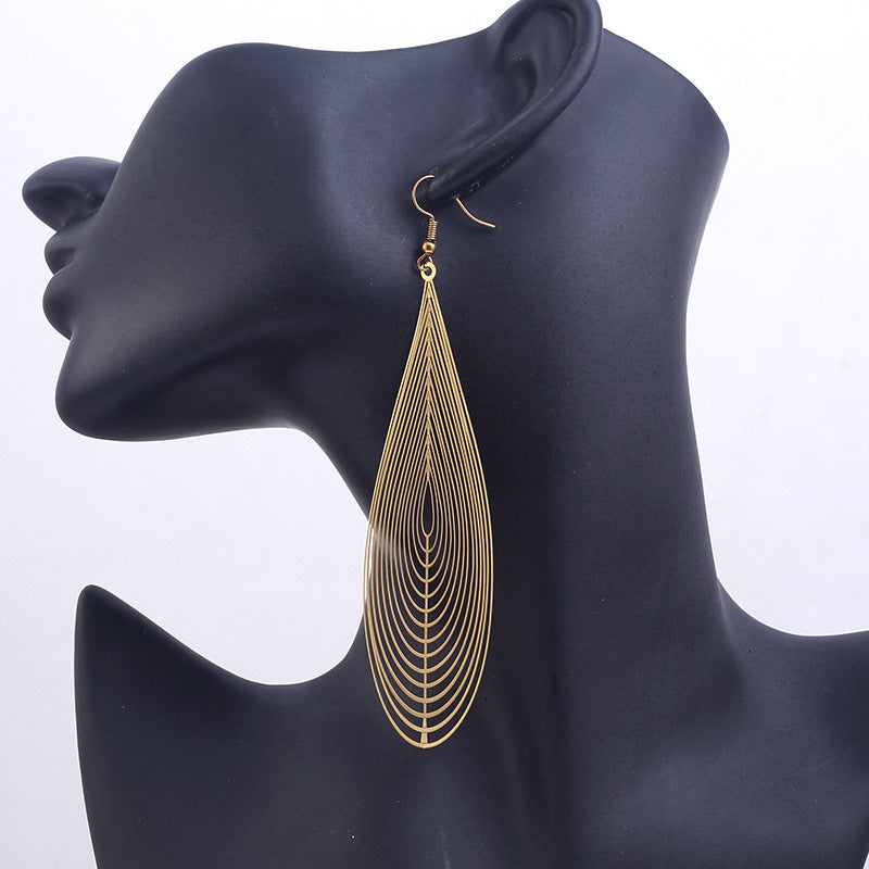 Wholesale New stainless steel colorful hollow metal jewelry water drop earrings