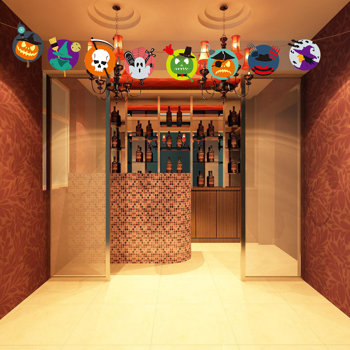 Wholesale  Flag Pendant Pumpkin Paper Flower Party Supplies Scene Layout  Decoration Triangle