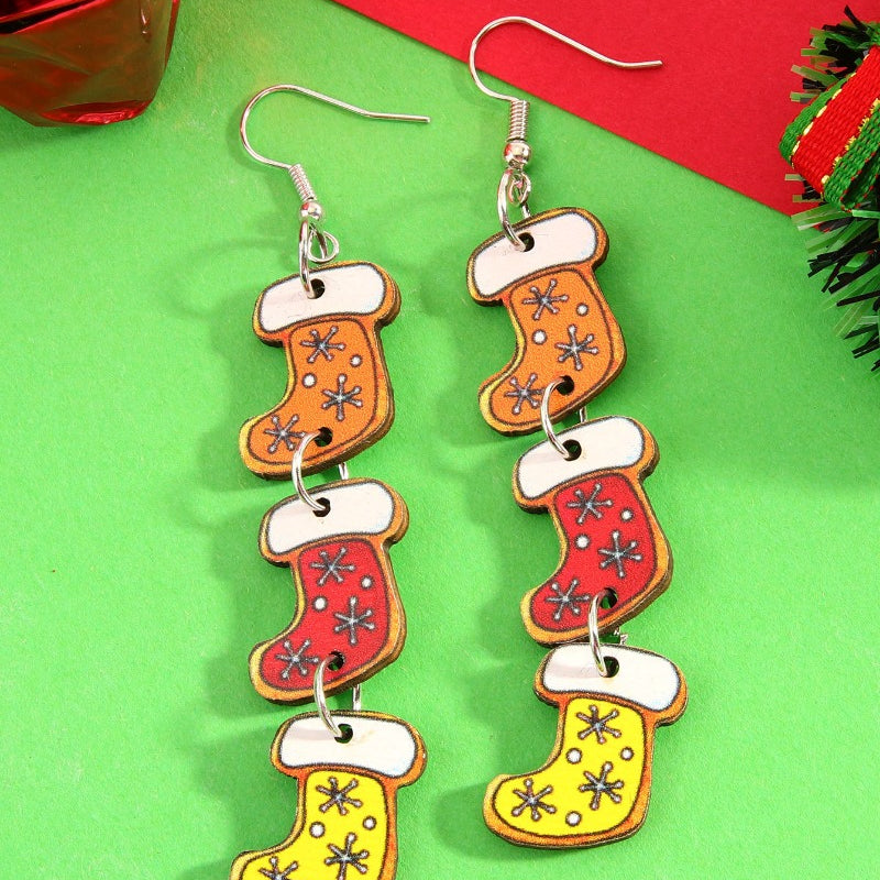 Wholesale Santa Claus Gift Wooden Earrings