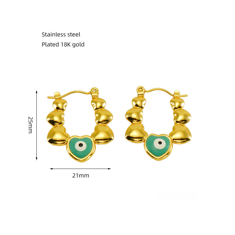 Wholesale Stainless Steel Plated 18K Gold Hollow Heart Earrings