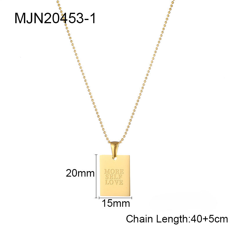 Wholesale Letter Square Tag Titanium Steel Necklace