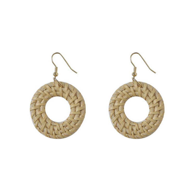 Wholesale Vintage Geometric Round Rattan Earrings