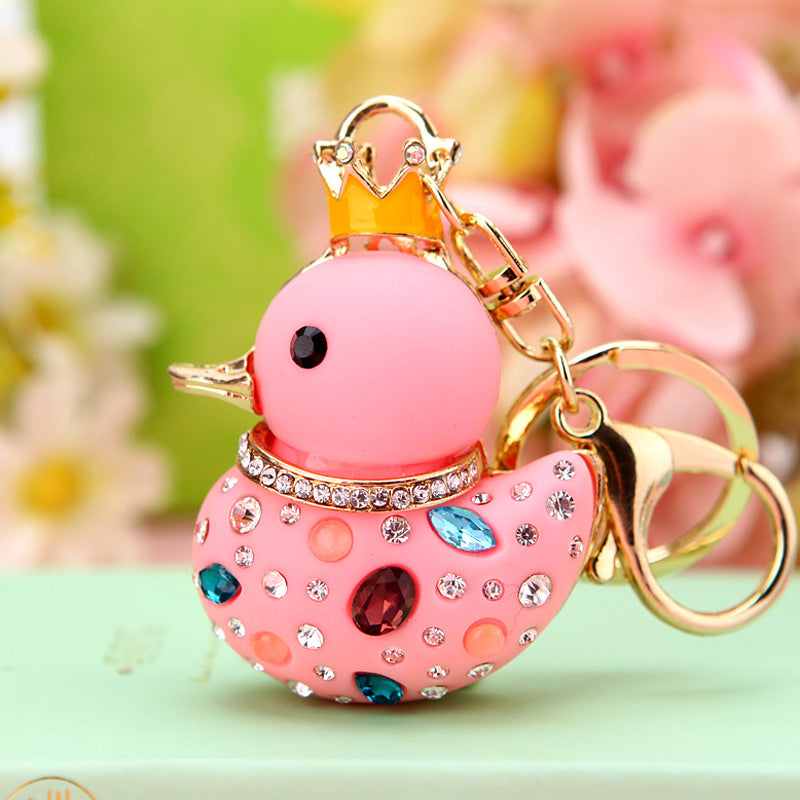 Wholesale Chic Swan Rhinestone Car Keychain Bag Charm Metal Key Ring For Women Wedding Gift Accessory