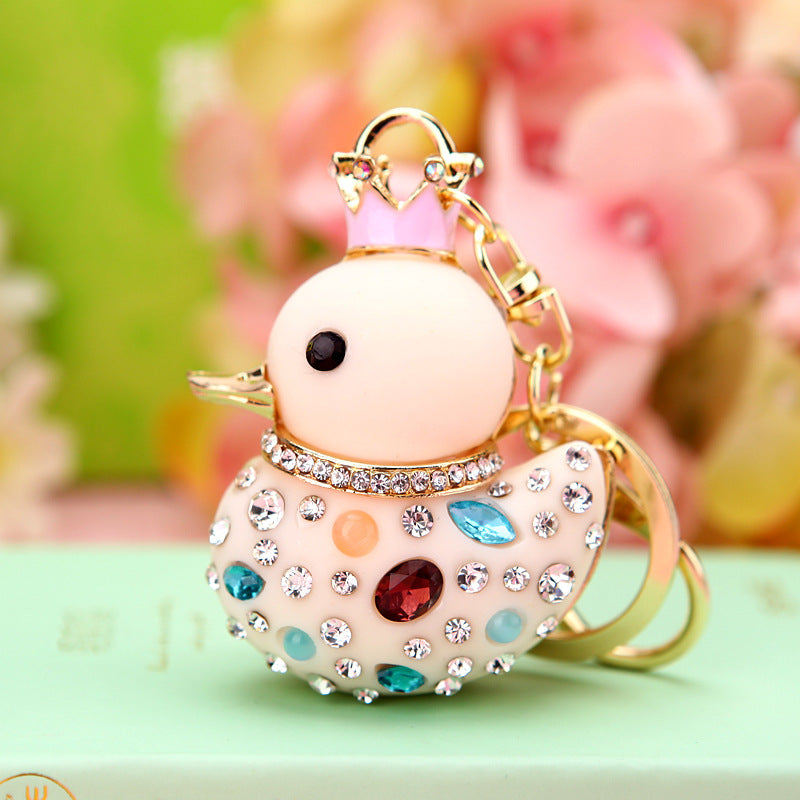 Wholesale Chic Swan Rhinestone Car Keychain Bag Charm Metal Key Ring For Women Wedding Gift Accessory