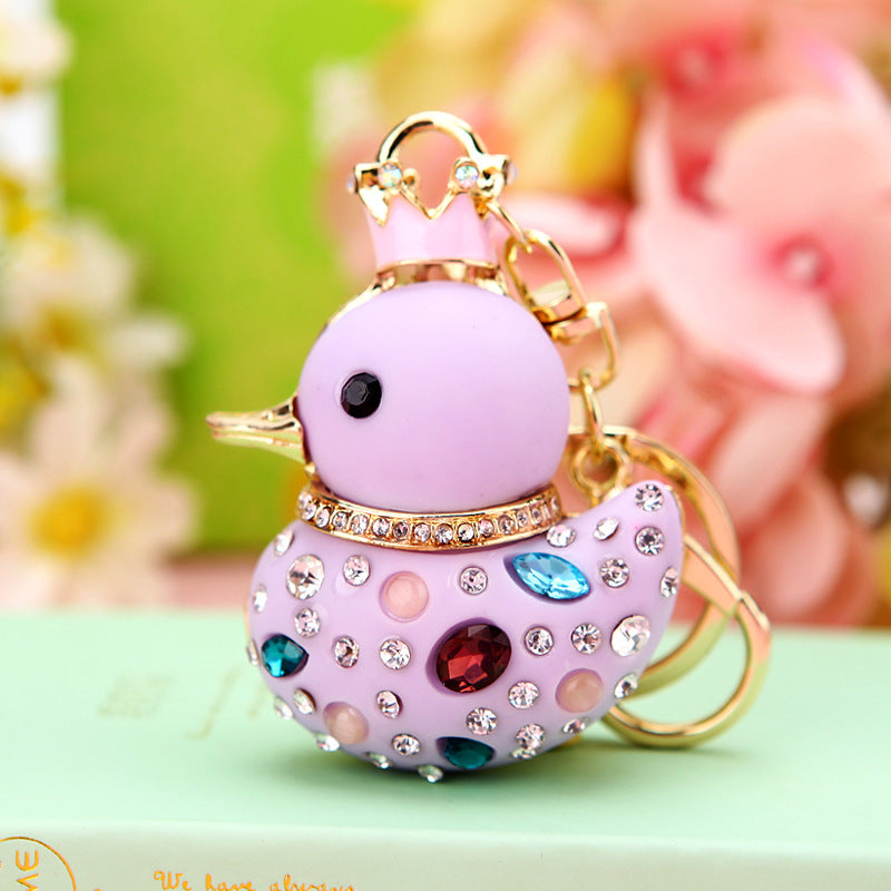 Wholesale Chic Swan Rhinestone Car Keychain Bag Charm Metal Key Ring For Women Wedding Gift Accessory