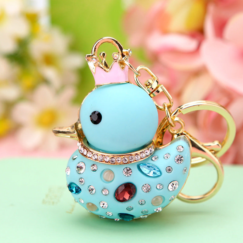 Wholesale Chic Swan Rhinestone Car Keychain Bag Charm Metal Key Ring For Women Wedding Gift Accessory