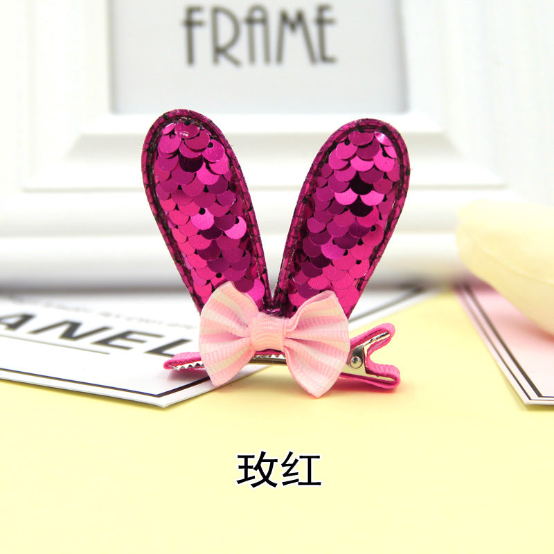 Wholesale Fish Scale Reversed 3D Bow Rabbit Ear Hair Clip