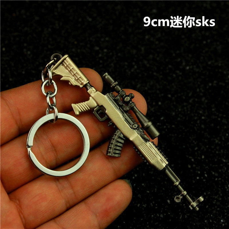 Wholesale  Helmet Flat Bottom Pot Backpack Signal Small Gun Keychain Metal Crafts Office Culture