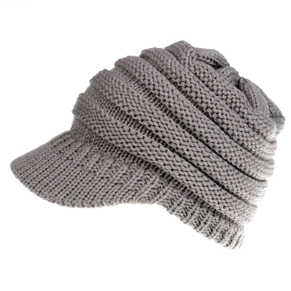 Wholesale Women's Knitted Baseball Cap Open Ponytail Hat Winter Hat