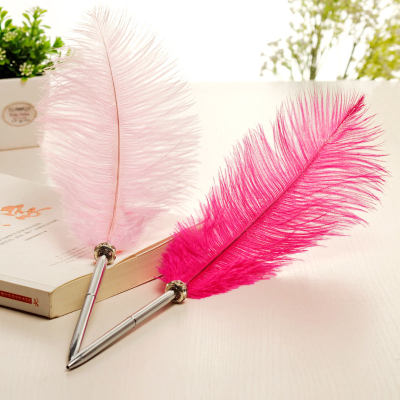 Wholesale 40cm Creative Colored Metal Ball Black Refill Feather Pen