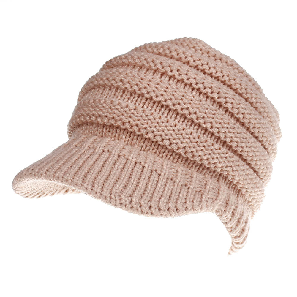 Wholesale Women's Knitted Baseball Cap Open Ponytail Hat Winter Hat