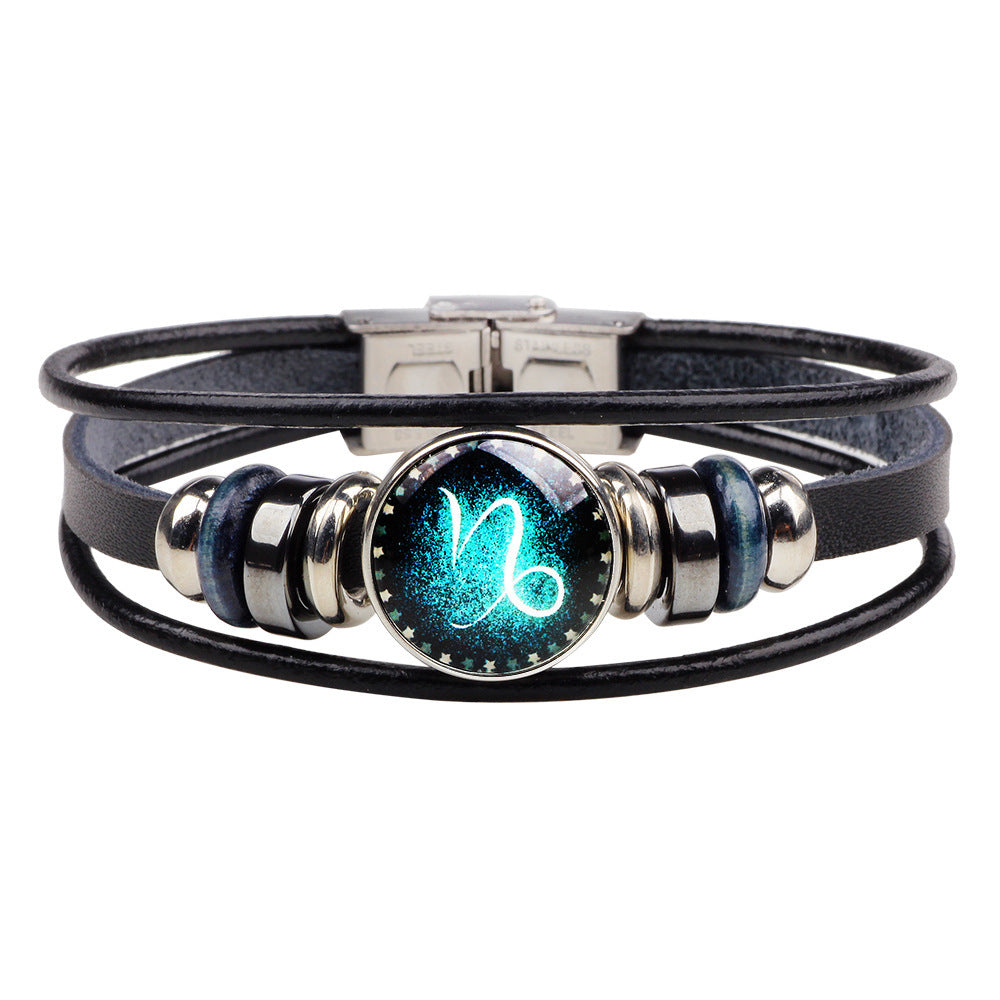 Wholesale Multilayer Twelve Constellation Punk Couple Bracelet