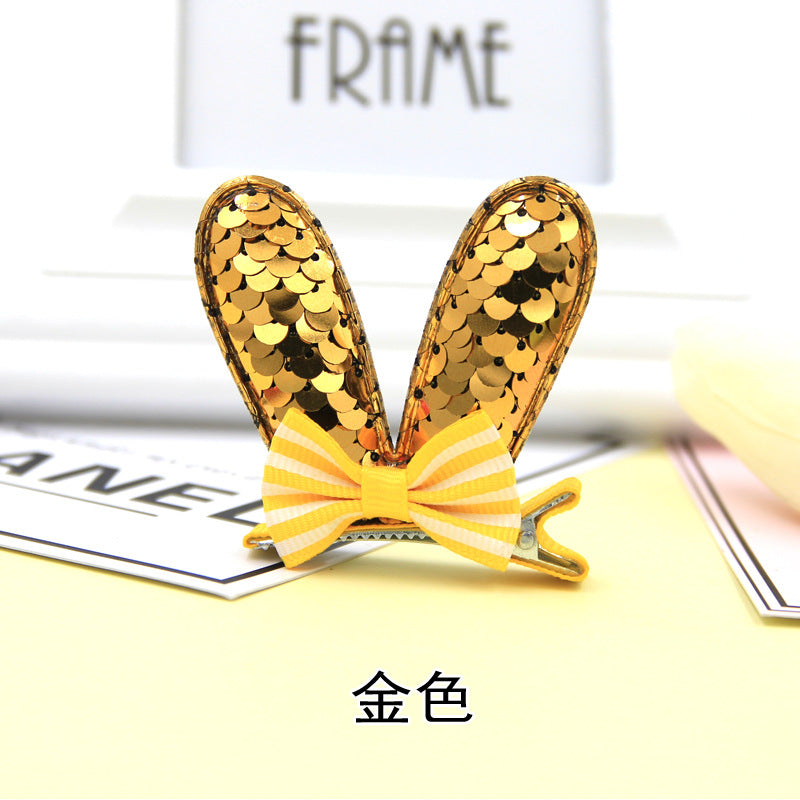 Wholesale Fish Scale Reversed 3D Bow Rabbit Ear Hair Clip