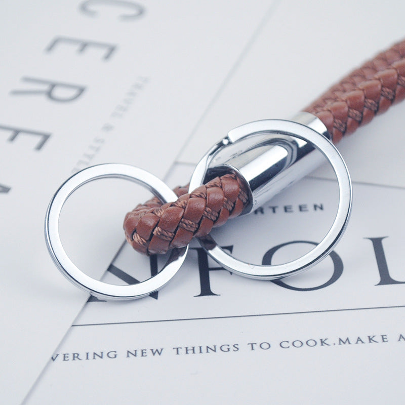 Wholesale Dynamic Rope Double Ring Leather Key Ring