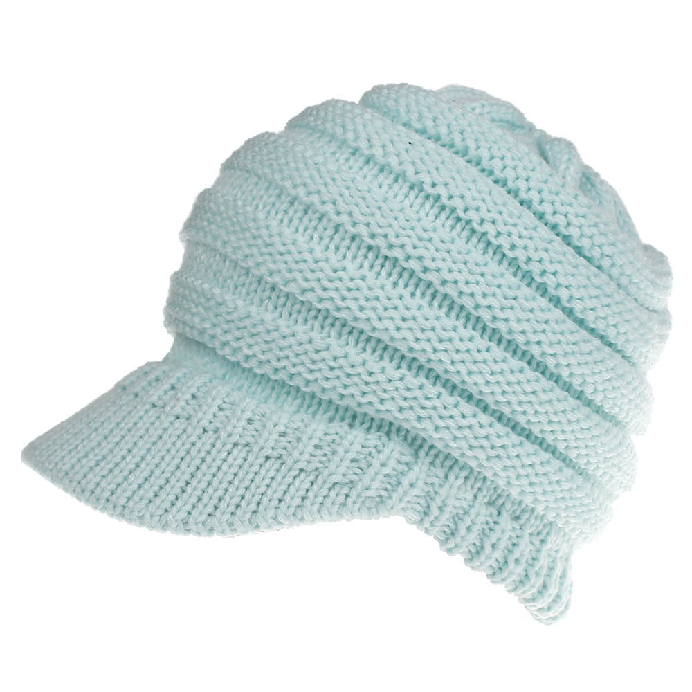 Wholesale Women's Knitted Baseball Cap Open Ponytail Hat Winter Hat