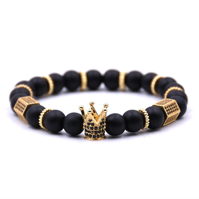 Wholesale Emperor Stone Beads Micropaved Zircon Crown Bracelet