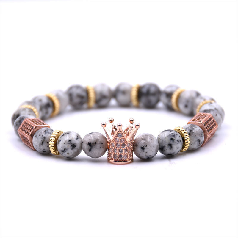Wholesale Emperor Stone Beads Micropaved Zircon Crown Bracelet