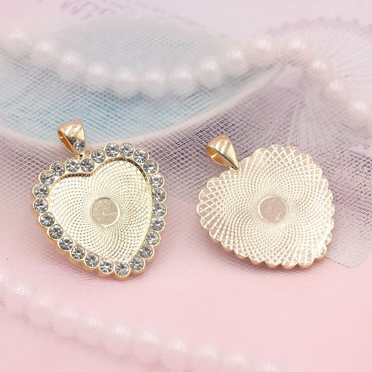 Wholesale 10PCS/PACK Alloy 25mm Heart-shaped Base