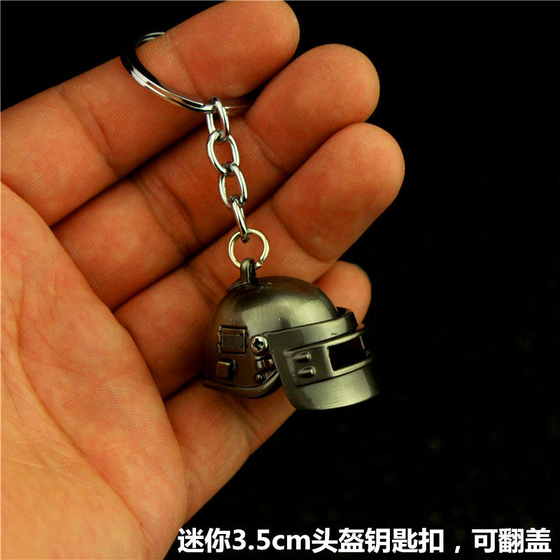 Wholesale  Helmet Flat Bottom Pot Backpack Signal Small Gun Keychain Metal Crafts Office Culture