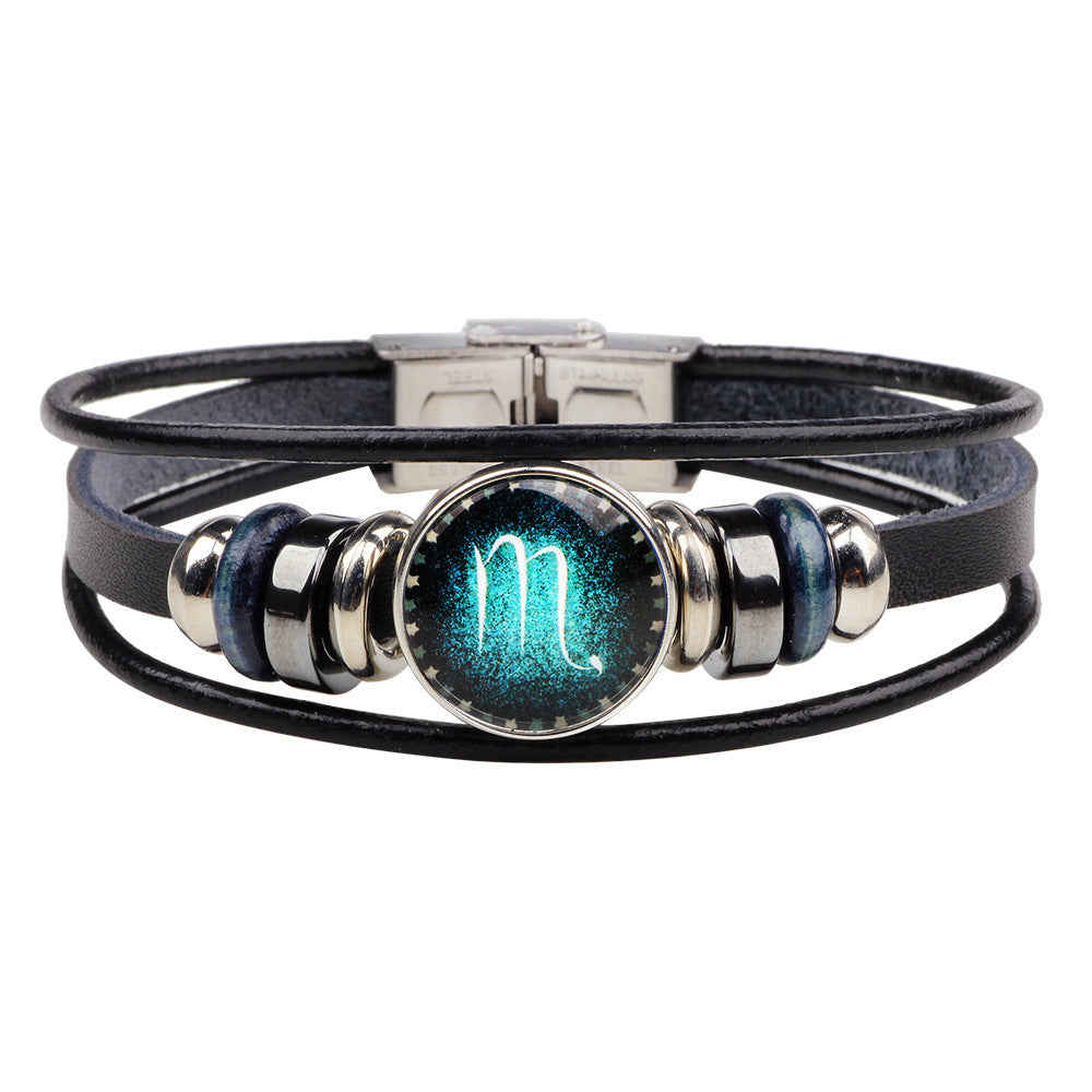 Wholesale Multilayer Twelve Constellation Punk Couple Bracelet