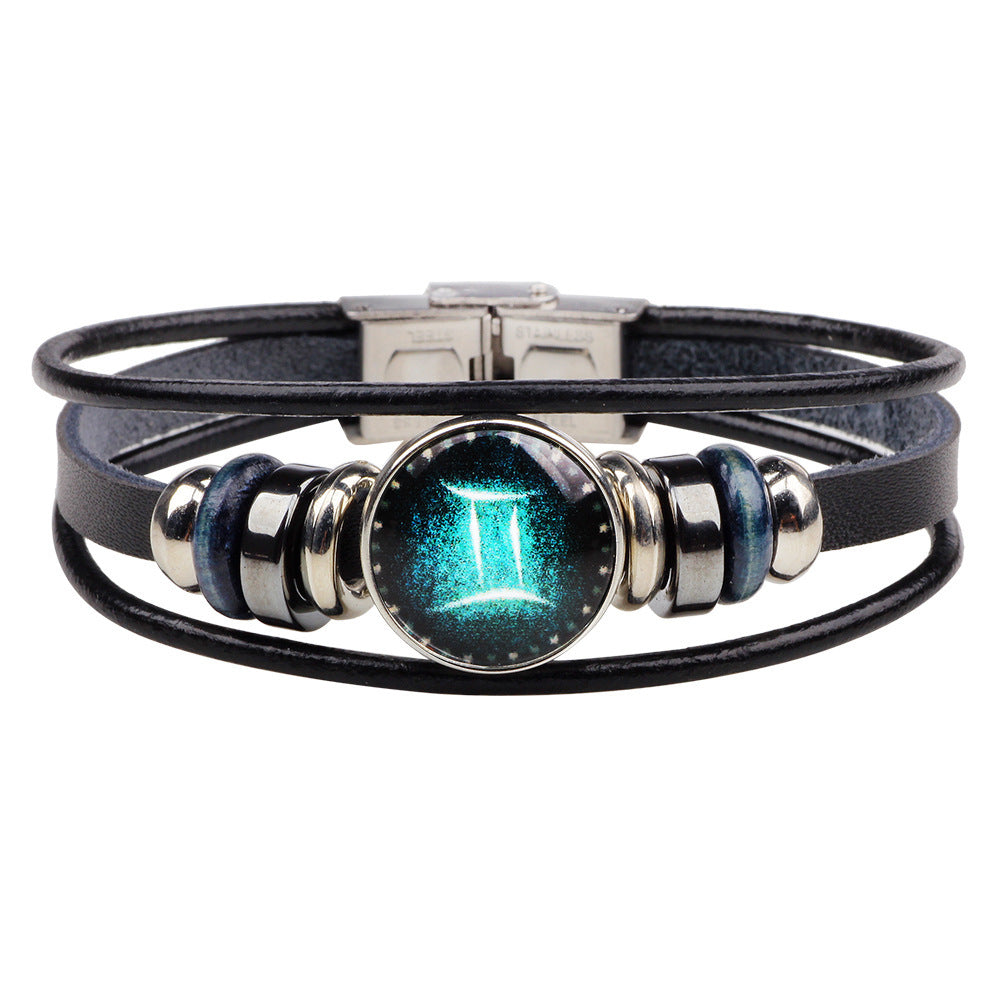 Wholesale Multilayer Twelve Constellation Punk Couple Bracelet