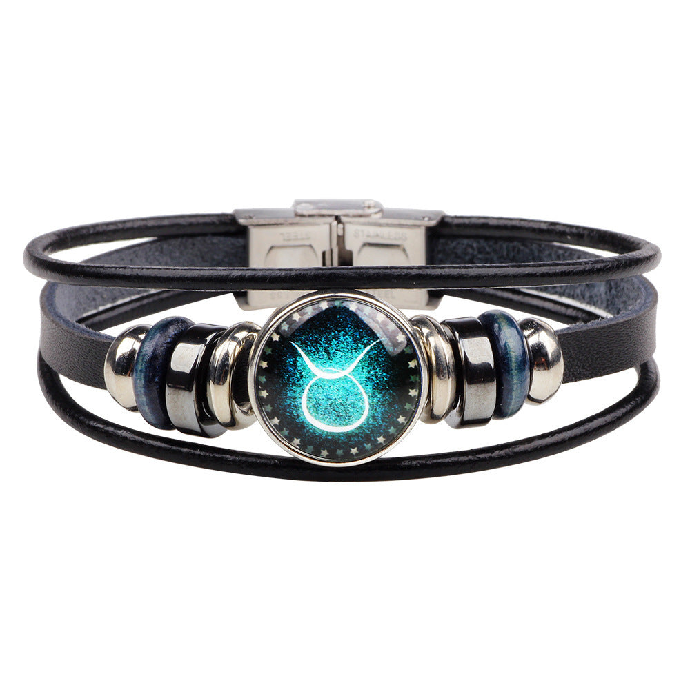 Wholesale Multilayer Twelve Constellation Punk Couple Bracelet