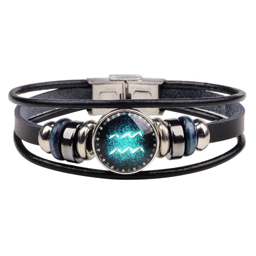 Wholesale Multilayer Twelve Constellation Punk Couple Bracelet
