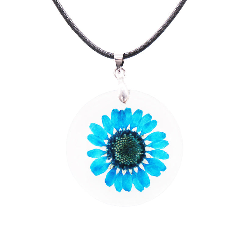 Wholesale 6pcs Epoxy Fashion Daisy Dried Flower Necklace